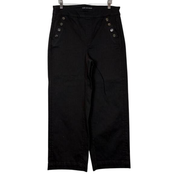 Chico's Black Wide Leg Stretch Pull on Black Denim Jeans Size: 10 - Picture 2 of 9